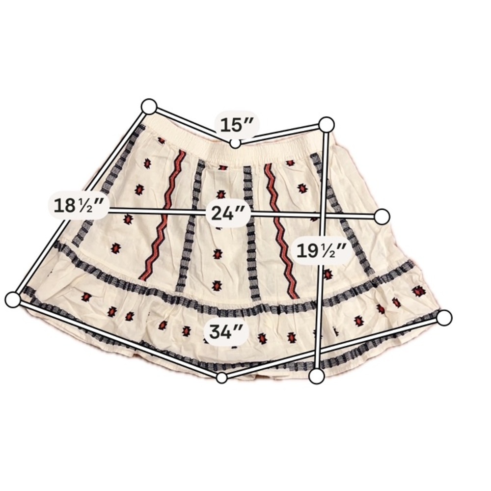 LOFT Cream Mini Skirt with Navy & Burgundy Embroidery - Picture 7 of 8
